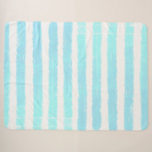 Cobertor Sherpa Água Fria Listras Brancas Azul Gelo Aquarela