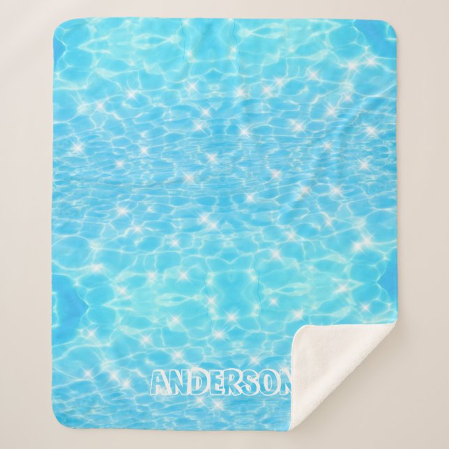 Cobertor Sherpa Água sobrepõe texturas de água nome personalizado  (Frente)