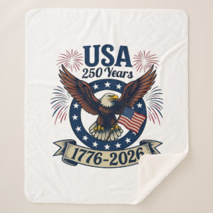 Cobertor Sherpa Águia Americana Patriótica 250 Anos 1776-2026