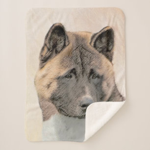 Cobertor Sherpa Akita Painting - Bela Arte Canina Original