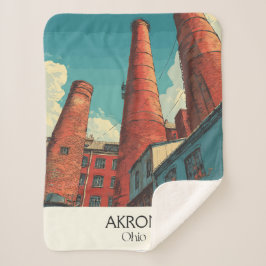 Cobertor Sherpa Akron Ohio Poster de viagens Vintage City Skyline 
