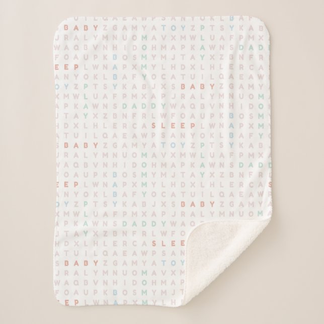 Cobertor Sherpa Alfabeto de Bebê Doce ABCs Cores Pastel Rosa (Frente)