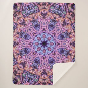 Cobertor Sherpa Alienígena Roxa Intriciada Caleidoscópica Mandala