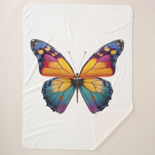 Cobertor Sherpa Almofada com um desenho de uma Borboleta colorida.