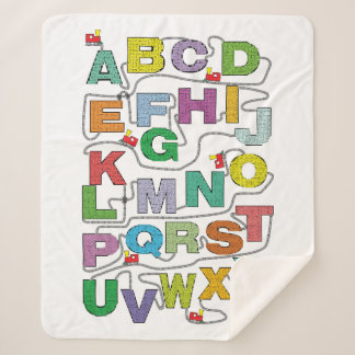 Cobertor Sherpa Alphabet Maze Quebra-cabeça Railroad