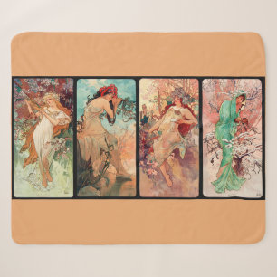 Cobertor Sherpa Alphonse Mucha, As Quatro Estações (1896)