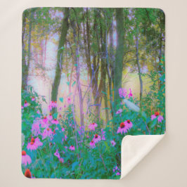 Cobertor Sherpa Amanhecer Brilhante com Coneflowers Rosa no Meu Ja