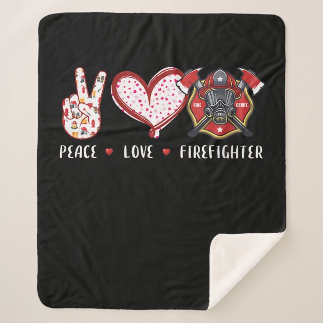 Cobertor Sherpa Amantes de Bombeiros do Peace Love | Presentes de  (Frente)