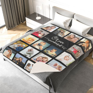 Cobertor Sherpa Amar Colagem de Fotos Preta 18