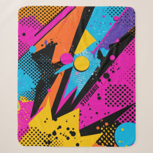 Cobertor Sherpa Amarelo Elétrico Magenta Grunge Urbano Meia-Tone