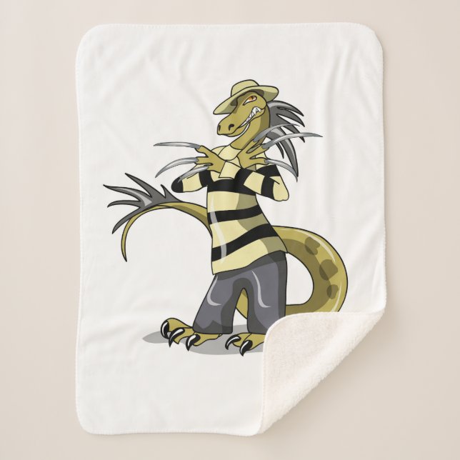 Cobertor Sherpa Amargasaurus Sendo Freddy Krueger. (Frente)