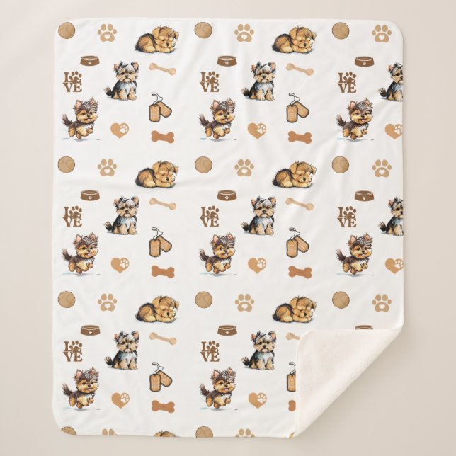 Cobertor Sherpa Ame o meu Yorkie (Frente)