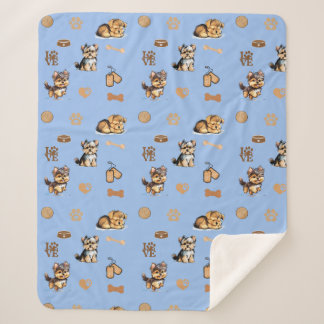 Cobertor Sherpa Ame o meu Yorkie Blue