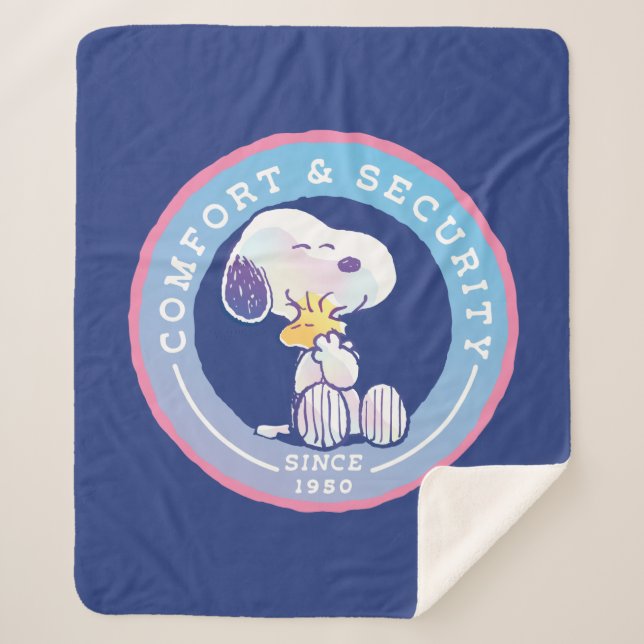 Cobertor Sherpa Amendoins | Crachá de conforto e segurança azul (Frente)