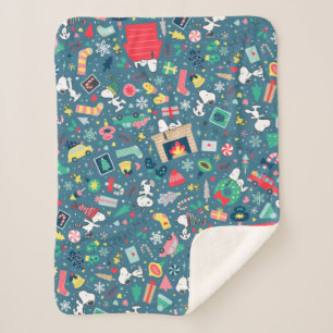 Cobertor Sherpa Amendoins   Padrão de Férias Snoopy
