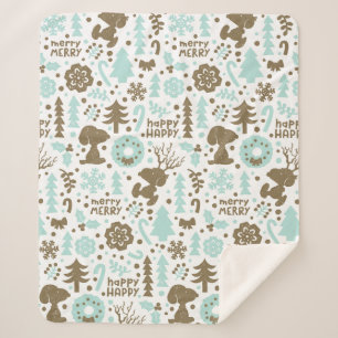 Cobertor Sherpa Amendoins   Padrão de Natal Snoopy Frosty