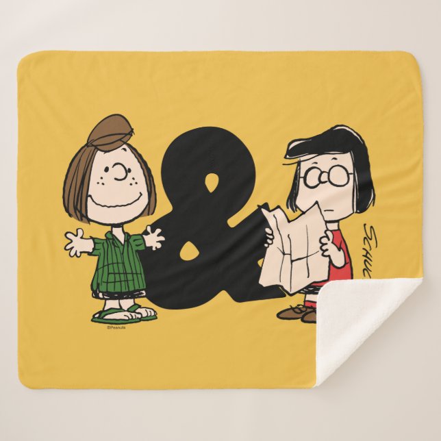 Cobertor Sherpa Amendoins | Peppermint Patty & Marcie (Frente (Horizontal))
