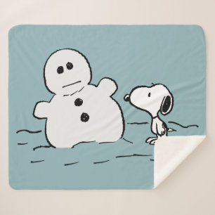 Cobertor Sherpa Amendoins   Snoopy constrói um boneco de neve