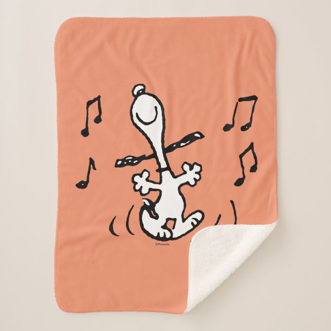 Cobertor Sherpa Amendoins | Snoopy Dancing (Frente)