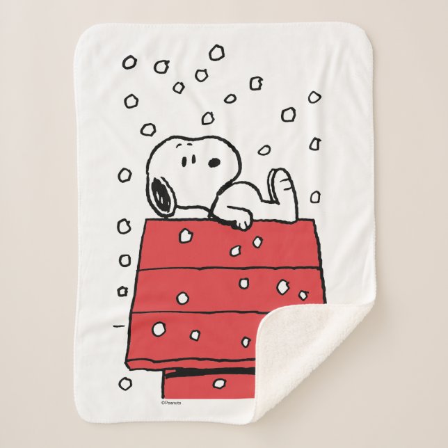 Cobertor Sherpa Amendoins | Snoopy Doghouse Snowflakes (Frente)
