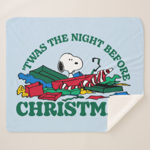Cobertor Sherpa Amendoins   Snoopy "Esta foi a noite antes do Nata