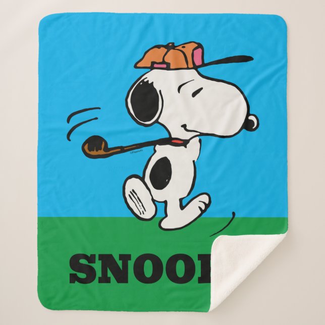 Cobertor Sherpa Amendoins | Snoopy Golf Swing (Frente)