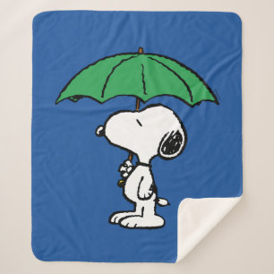 Cobertor Sherpa Amendoins   Snoopy Green Umbrella