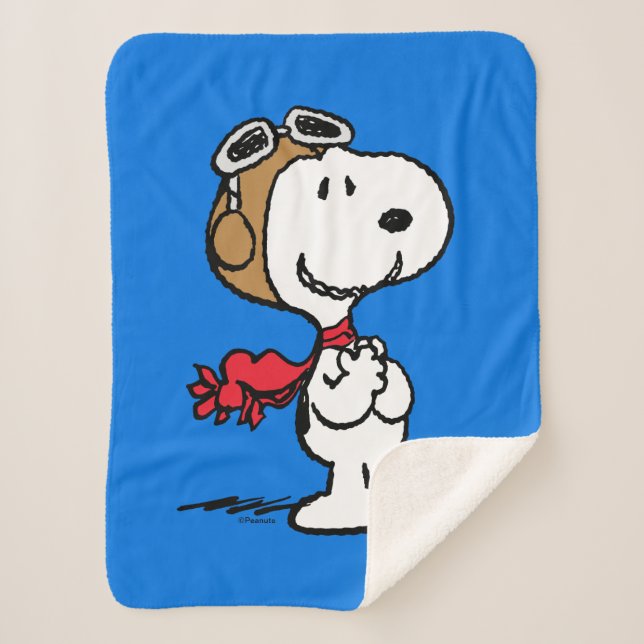 Cobertor Sherpa Amendoins | Snoopy O Áce Voador (Frente)