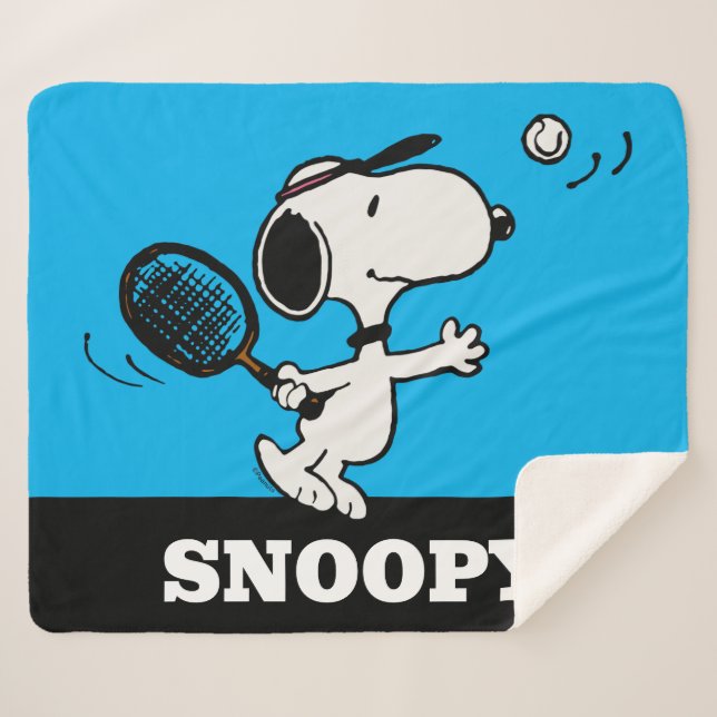 Cobertor Sherpa Amendoins | Snoopy Plays Tênis (Frente (Horizontal))