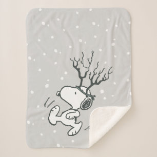 Cobertor Sherpa Amendoins   Snoopy Reindeer