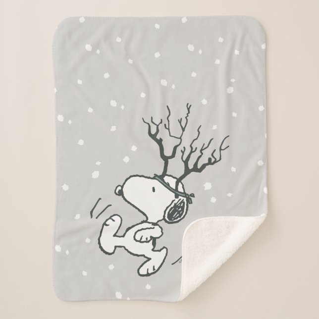 Cobertor Sherpa Amendoins | Snoopy Reindeer (Frente)