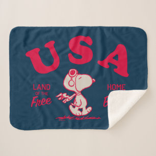 Cobertor Sherpa Amendoins Snoopy USA Land of the Free