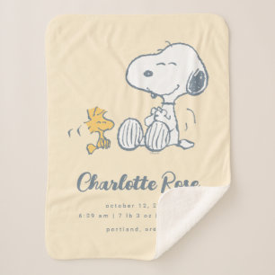 Cobertor Sherpa Amendoins   Snoopy & Woodstock Baby