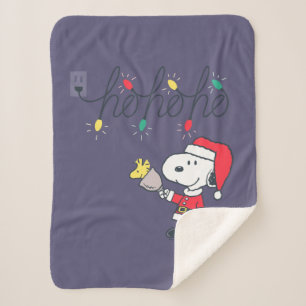 Cobertor Sherpa Amendoins Snoopy & Woodstock Ho Ho Ho