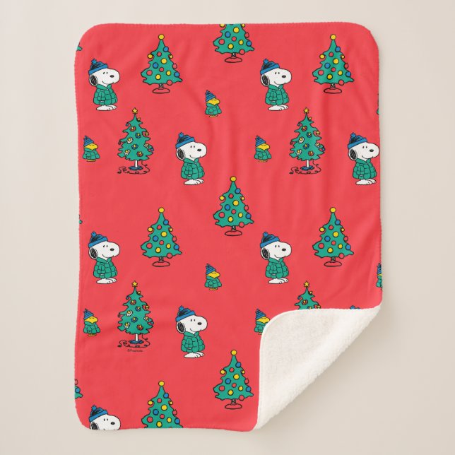 Cobertor Sherpa Amendoins | Snoopy & Woodstock Red Christmas (Frente)