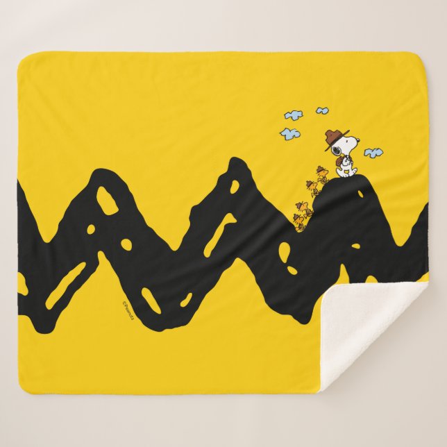 Cobertor Sherpa Amendoins | Snoopy & Woodstock Scout Troop Hike (Frente (Horizontal))