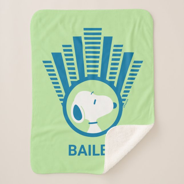 Cobertor Sherpa Amendoins | Sonhos De Deco Azul De Snoopy (Frente)