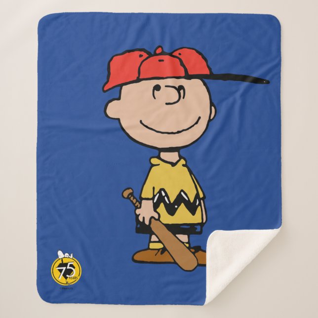 Cobertor Sherpa Amendoins | Sorriso Charlie Brown Baseball (Frente)