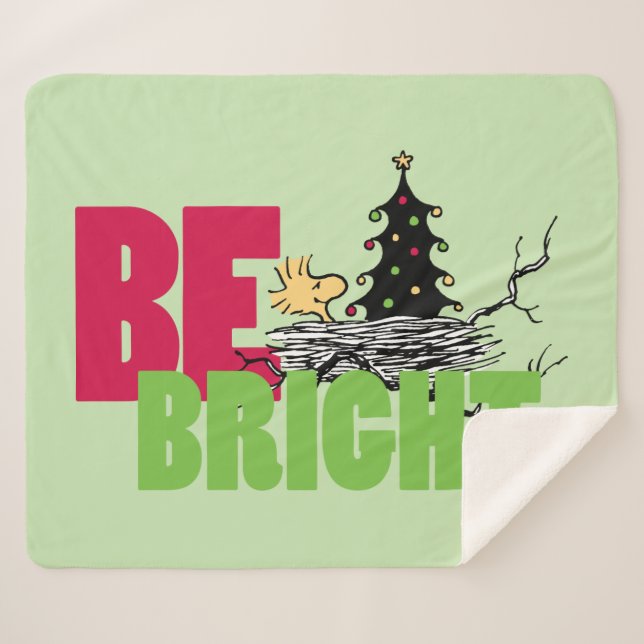 Cobertor Sherpa Amendoins | Woodstock Christmas Be Bright (Frente (Horizontal))