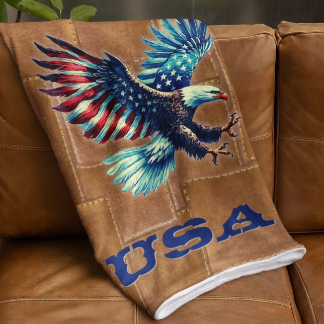 Cobertor Sherpa American Flag Eagle Rustic Sherpa Blanket (Criador carregado)