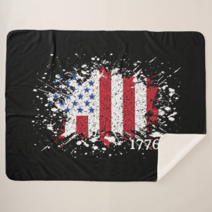 Cobertor Sherpa American Peace Flag 1776 American State National S