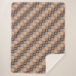 Cobertor Sherpa Americana Patriotic Country Rustic Farmhouse