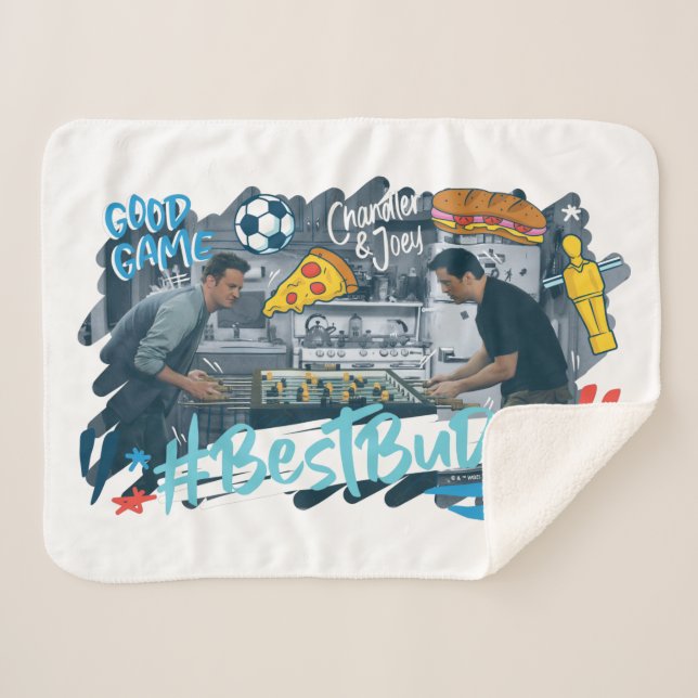 Cobertor Sherpa AMIGOS™ | Chandler & Joey - Melhores Buds (Frente (Horizontal))