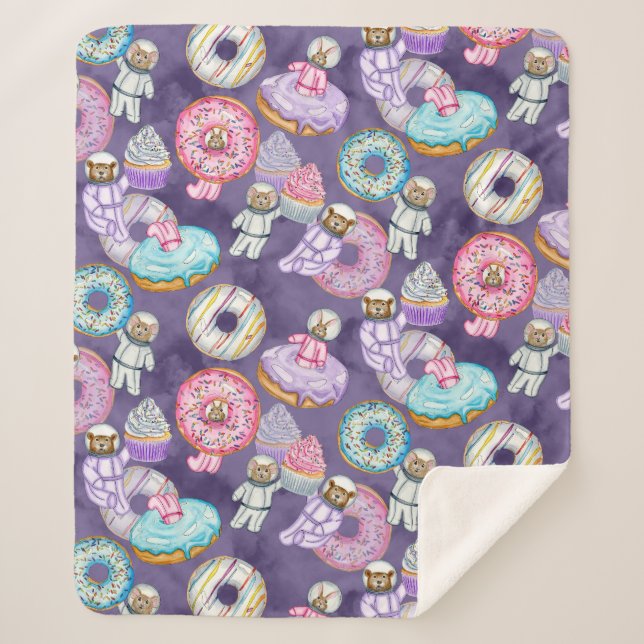 Cobertor Sherpa Amigos da Floresta Astronauta Espacial com Tratame (Frente)