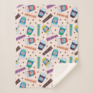 Cobertor Sherpa AMIGOS™ Padrão De Café Vibrante Para A Perk Cent