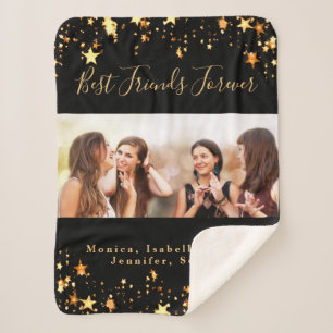 Cobertor Sherpa Amigos para sempre Foto de ouro preto BFF
