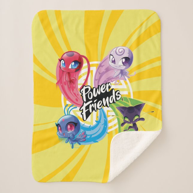 Cobertor Sherpa Amigos poderosos do Kwamis Miraculoso (Frente)