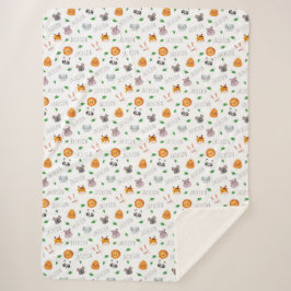 Cobertor Sherpa "Amizade Personalizada dos Zoofriends Whimsical"