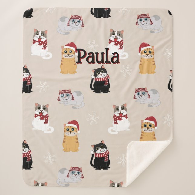 Cobertor Sherpa Amo meus gatos (Frente)