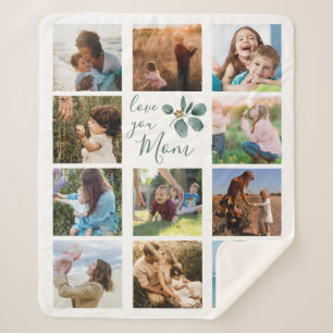 Cobertor Sherpa Amo-Te A Colagem De Fotos Da Família Da Mãe Euca